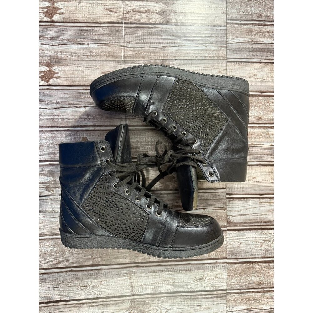 GARETH PUGH Leather Lasercut Accents high top sneakers shoes size 40